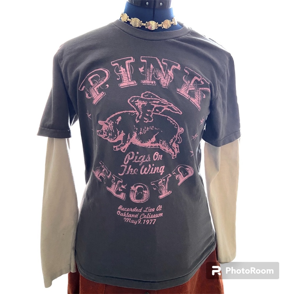 Pink Floyd Long Sleeve Ringer T Shirt Pigs On The Wing Oakland Coliseum 1977